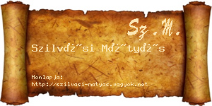 Szilvási Mátyás névjegykártya